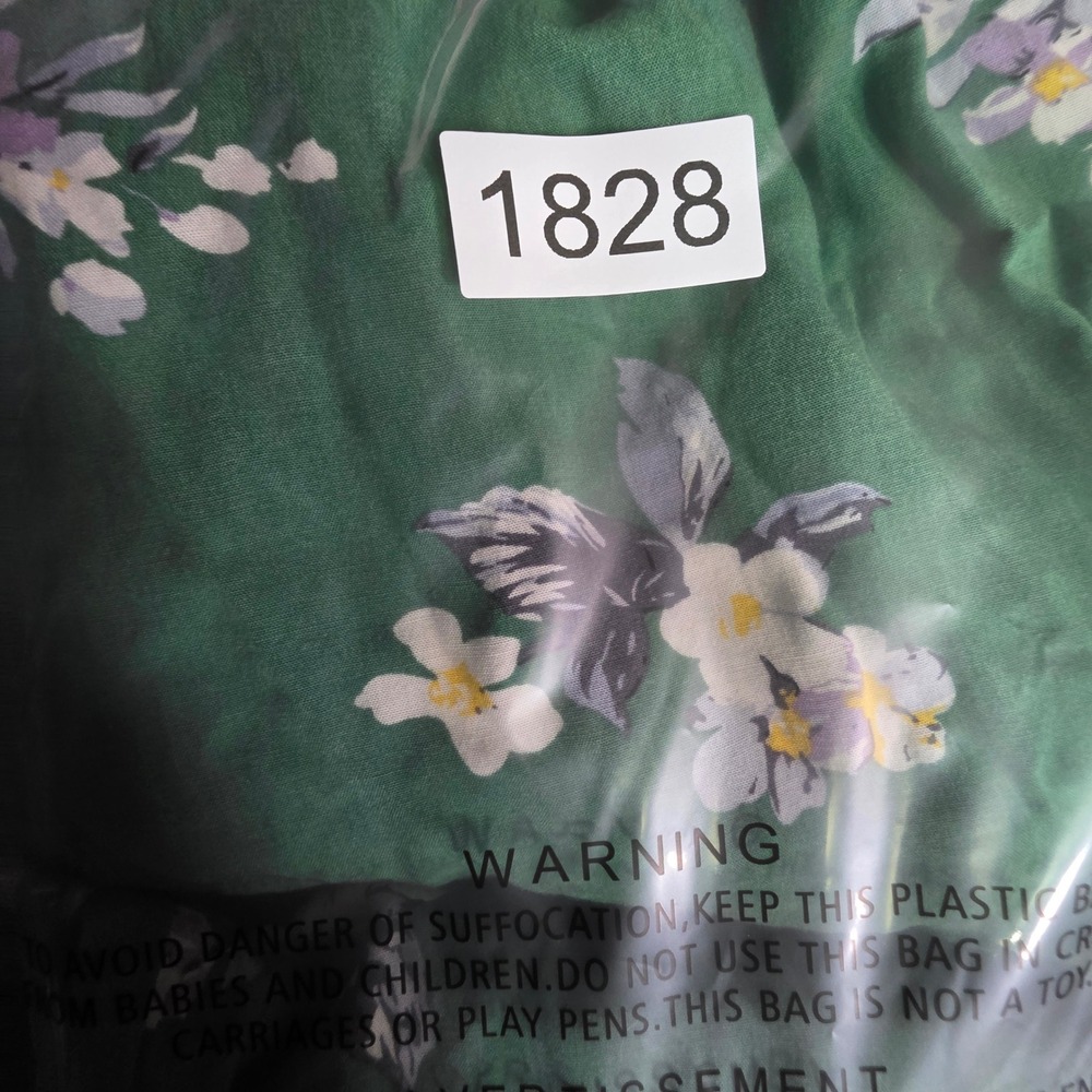 Jase Green Floral Tie Shoulder Jumpsuit Medium Elastic Waist Pockets - Picture 8 of 8
